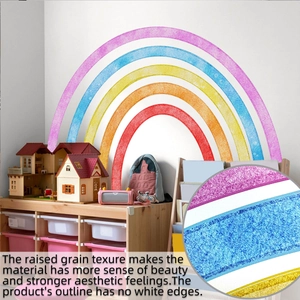 Detail of rainbow wall sticker showing grainy texture and seamless borderless design