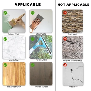 Surface suitability guide showing applicable wall textures for wall stickers
