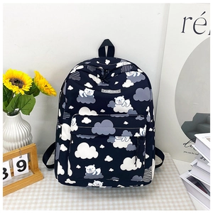 Détails du sac à dos dinosaure bleu avec motifs de nuages blancs et ours polaires