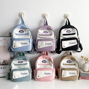 Minimalist multi-color nylon backpacks for students featuring a stylish contrast design