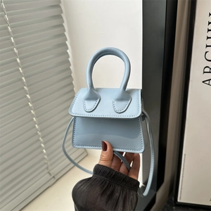 Women Minimalist PU Leather Micro Crossbody Bag Mini Square Tote Handbag With Semi Circular Handle Single Shoulder Strap For Fashion Women