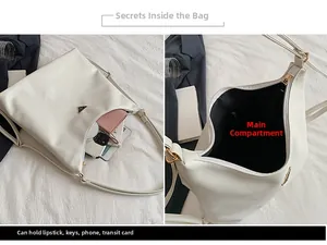 Detailed interior and exterior views of the white leather tote bag showing high capacity