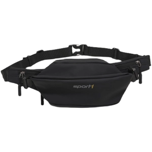 Sac bandoulière style moto noir de grande capacité avec logo sport1 et tissu imperméable