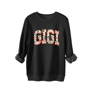 Sweat noir à col rond avec lettrage GIGI à motifs floraux et finitions côtelées
