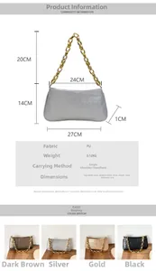 Size chart showing 27x14x1cm dimensions for vintage skull embossed chain bag