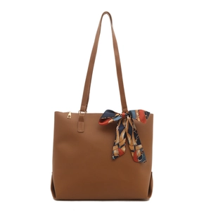 Sac cabas marron en cuir avec foulard en soie élégant et grande capacité de rangement