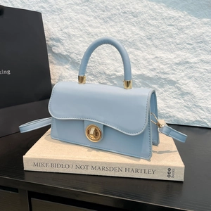 Fashion Oil Wax PU Leather Small Square Bag For Women Trendy Handbag Shoulder Crossbody Bag With Turn Lock Single Handle