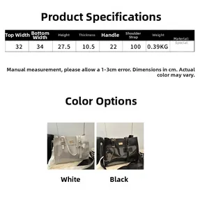 Detailed size chart and dimensions for the bow-decorated transparent ita tote bag