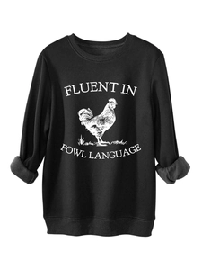 Detail of the high-quality cotton fabric and graphic print on this black funny sweatshirt