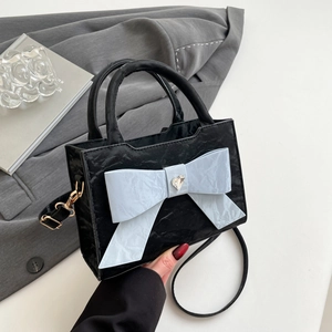 Sac À Main Pour Femmes En Cuir PU Plissé Avec Grand Nœud Et Strass En Cœur Sac Bandoulière Élégant