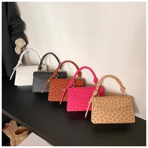 Multi-color floral embossed square handbags with unique knotted handles for women
