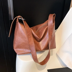 Sac Hobo En Cuir PU Souple Pour Femmes Grande Capacité Rétro Sac À Bandoulière Minimaliste Sac Fourre-tout Décontracté