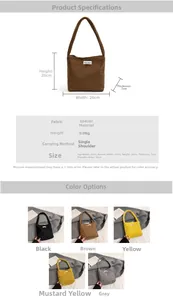 Guida alle taglie e display multicolore della borsa a tracolla minimalista in lana