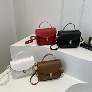 Retro messenger square handbag with gold rotating buckle in four elegant colors