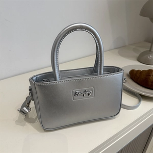 Borsa A Secchiello Donna Pelle PU Retro Borsa A Mano Tracolla Semplice Moda Urbano Tendenza Con Cerniera E Logo Metallo