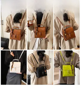 Detailed views of multi-way wearing options for retro vintage pu leather crossbody bag