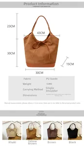 Detailed size chart for large capacity matte PU tote bag with shoulder strap dimensions