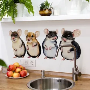 Creative watercolor cartoon mouse wall stickers for home decor with self-adhesive design