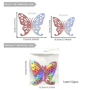 Maattabel voor 3D laser vlinder muurstickers inclusief afmetingen van 11cm en 9.5cm