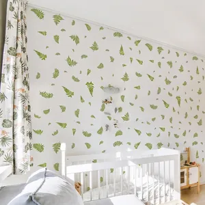 Stickers muraux feuilles de fougère verte pour déco salon et chambre à coucher