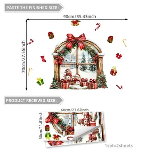 Christmas snowman window wall stickers with 90x70cm finished size dimensions