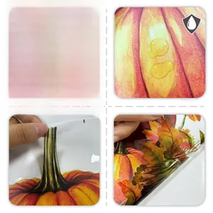 Detail showing waterproof pumpkin window decals with double-sided visual effect