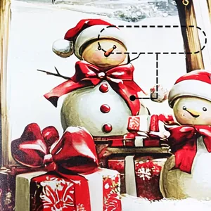 Close-up of cute Christmas snowmen and red gift boxes self-adhesive wall stickers
