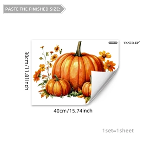 Detail of 30x40cm watercolor autumn pumpkin wall sticker with self-adhesive backing