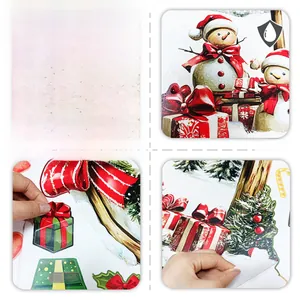 Waterproof Christmas stickers set with Santa and snowman showing double-sided design