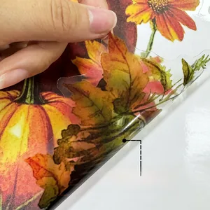 Detail of double-sided adhesive pumpkin window sticker showing its transparent texture