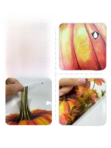 Waterproof double-sided watercolor pumpkin window stickers with autumn floral design
