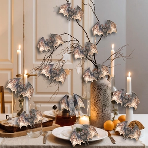 3D Halloween bat wall stickers with realistic red blood splatters for home festive decor