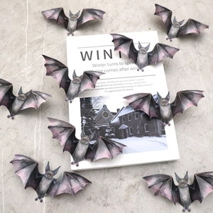 3D Halloween bat wall stickers with purple wings and red eyes for home decor