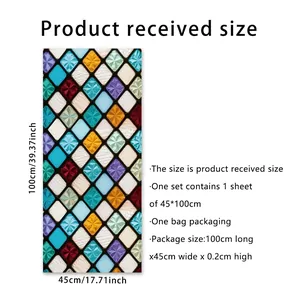 Tabla de tallas de película para ventanas de mosaico colorido 45x100cm y datos de empaque
