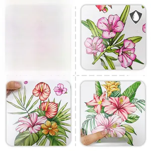 Stickers muraux floraux peints à la main montrant les détails recto et verso