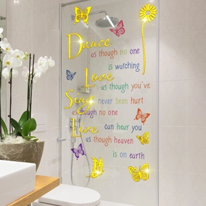 Stickers muraux colorés avec tournesols et papillons pour miroirs et vitres