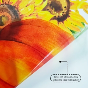 Détail du support autocollant et du motif de tournesol double face pour film de fenêtre