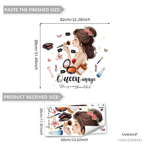 Stickers muraux aquarelle maquillage créatif pour décoration salon et chambre