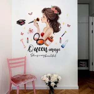 Stickers muraux cosmétiques fille avec texte Queen Image pour décoration de chambre