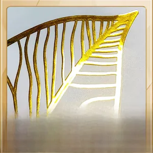 Detailed macro view of golden hot stamping leaf texture on removable wall sticker