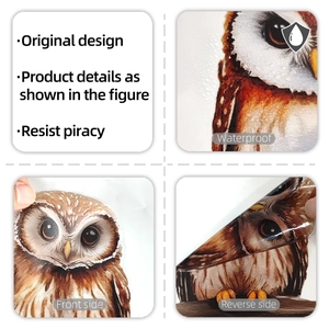 Waterproof owl window sticker detail showing double-sided design and durable texture