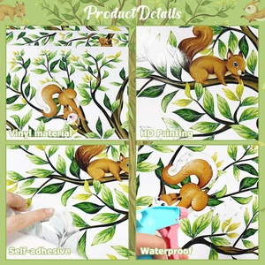 Detail of waterproof vinyl wall sticker with squirrel and tree branches HD printing
