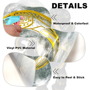 Detail view of waterproof Vinyl PVC material with golden spiral texture and easy peel design