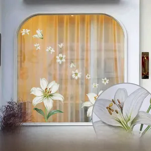 Detail of self-adhesive lily flower wall sticker with double-sided visual pattern