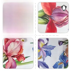 Detail of waterproof double-sided flower wall stickers with lily and iris floral patterns