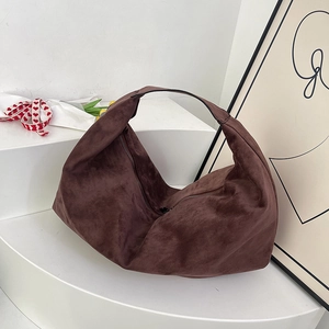 Large Capacity Suede Nubuck PU Shoulder Bag For Women Minimalist Slouchy Hobo Tote Bag For Daily Commute Work Fashion