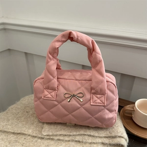 Borsa Trapuntata A Cuscino In Pelle PU Da Donna Con Fiocco Decorativo Grande Capacità Borsa A Spalla Urbana Semplice Moda