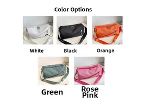 Options de couleurs pour sacs bandoulière en nylon, incluant noir, blanc et orange