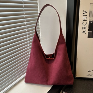 Large Capacity Nylon Faux Suede Tote Bag Retro Simple Hobo Shoulder Bag For Women Daily Commute Casual Fashion Solid Color