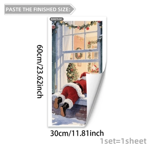 Christmas Santa Claus window sticker PVC wall decal with festive holiday decorations